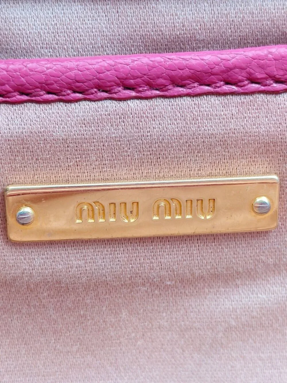 Miu Miu Two-Tone Pink Madras Leather Dome Satchel Crossbody Bag